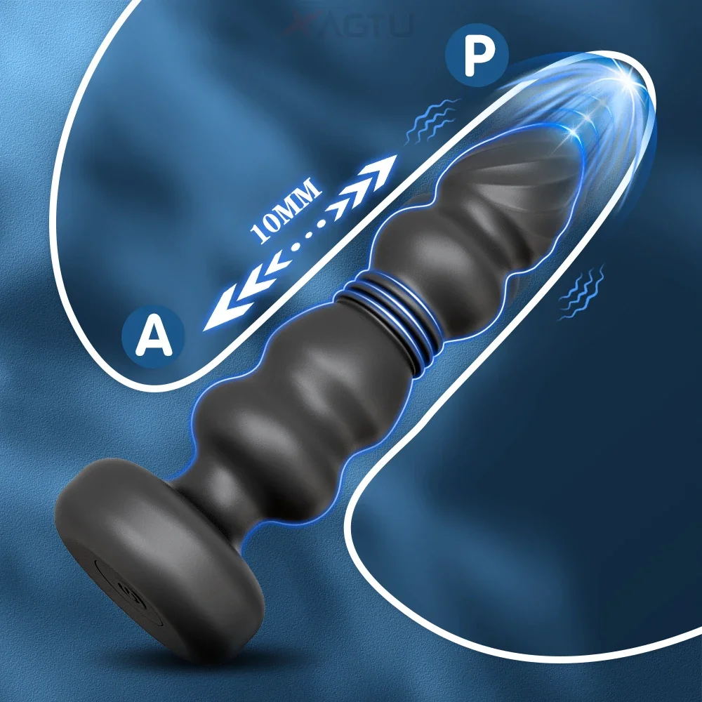 Black silicone anal plug with 10mm measurement graphic
